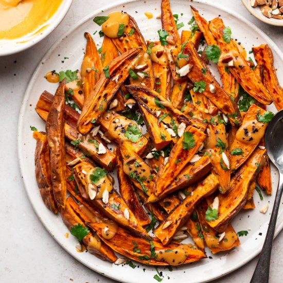 Roasted sweet potatoes with miso