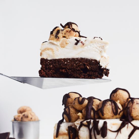 Caramel Cookie Dough Ice Cream Cake