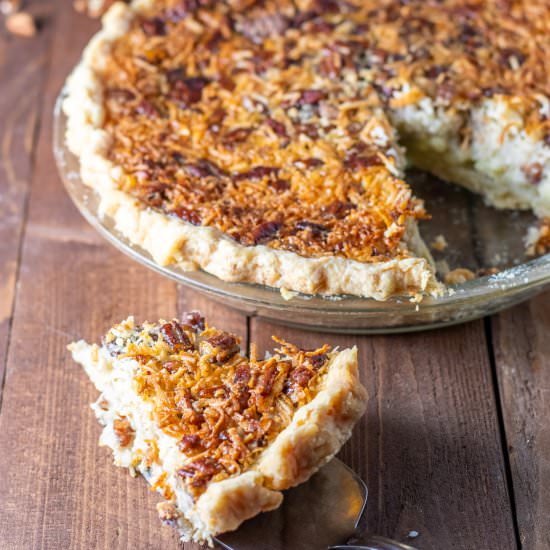 Bourbon Coconut Custard Pecan Pie