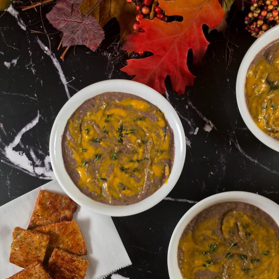 Swirled Black Bean and Pumpkin Soup