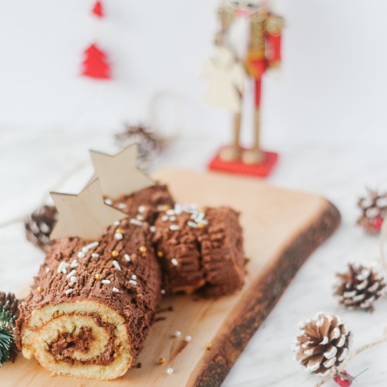 Yule Log with Chocolate Ganache