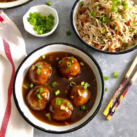 Veg Manchurian and veg fried rice