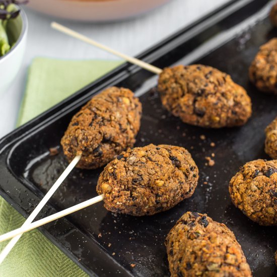 Black bean + lentil veggie koftas