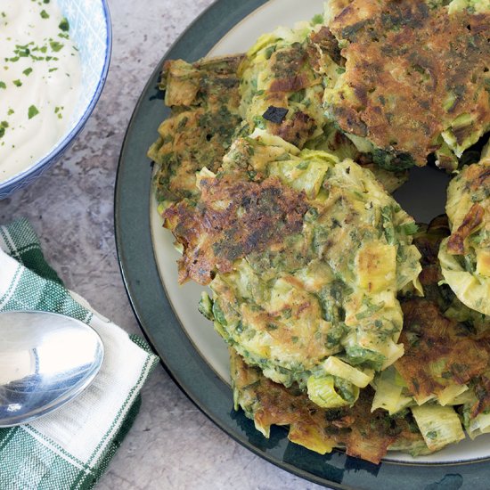 Leek and herb fritters