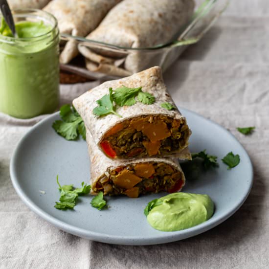 Curried Lentil and Squash Roti