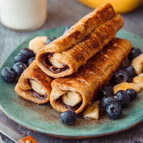 nutella banana french toast roll up