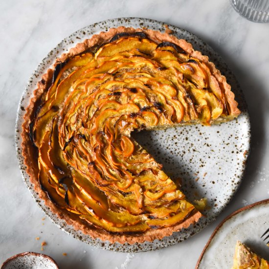 Pumpkin, gruyere ricotta tart