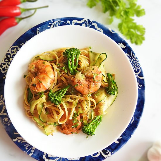 King Prawn Pasta with Chilli Garlic