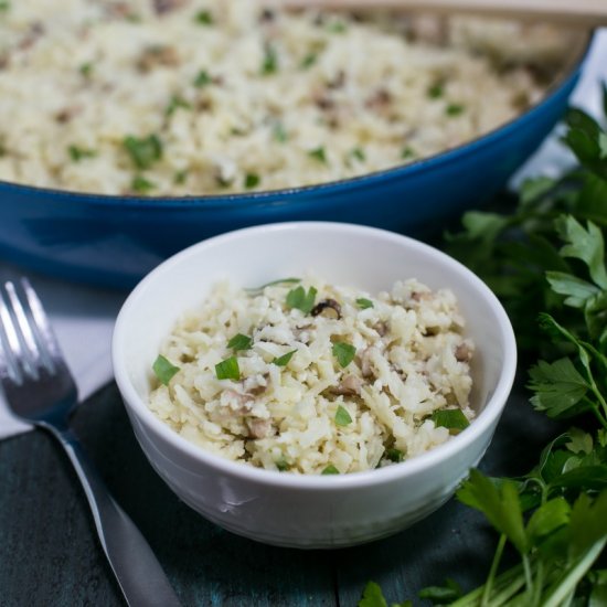 Mushroom Cauliflower Rice Risotto