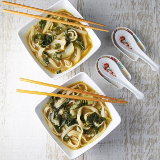 Ginger Bok Choy Soup with Noodles