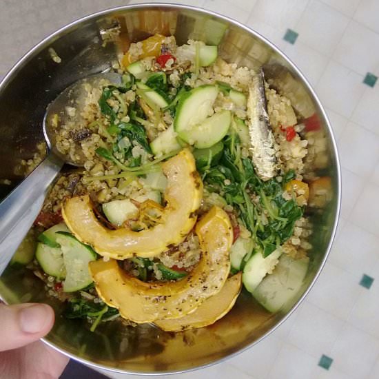 Pumpkin, Sardine Quinoa Veggie Bowl