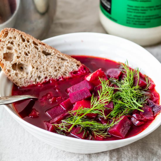 Beet, Cabbage, and Bean Borscht