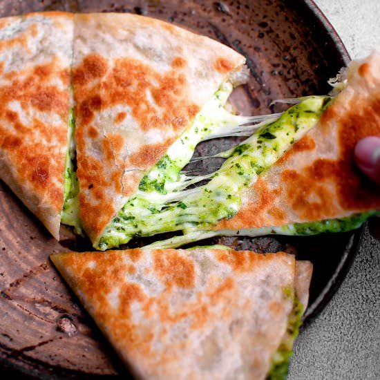 Quesadilla with Creamy Green Sauce