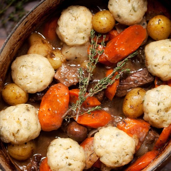 hearty Beef stew with dumplings