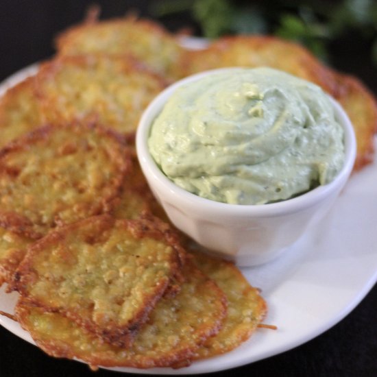 Jalapeño Cheese Crisps w/ Avocado Dip