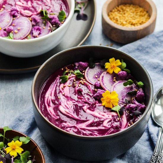 cauliflower potato & beet soup