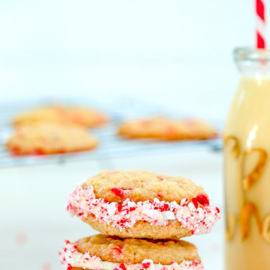 Eggnog Peppermint Sandwich Cookies