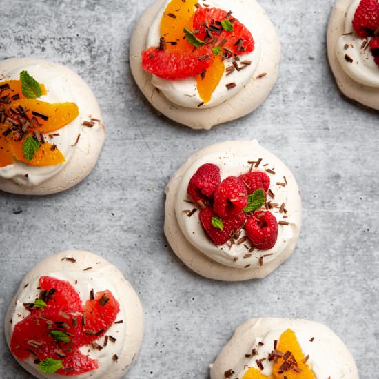 Mini Pavlovas with Dark Chocolate