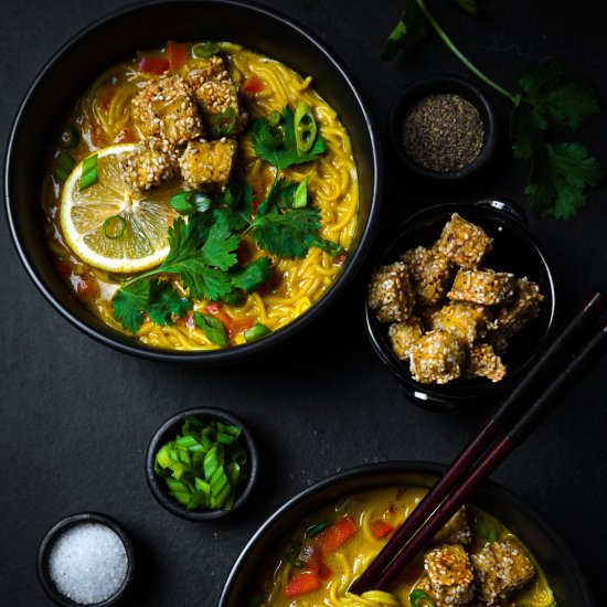 Coconut Curry Soup w/ Sesame Tofu