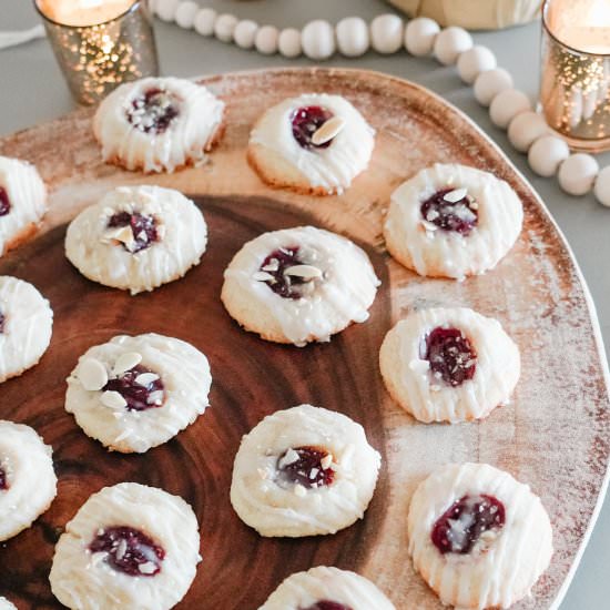 Raspberry Almond Thumbprint Cookies