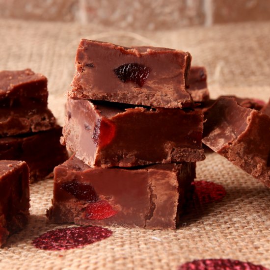 Boozy Chocolate Cherry Fudge