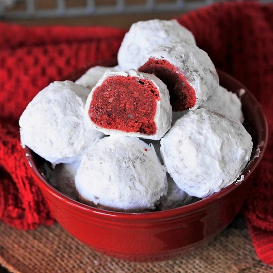 Red Velvet Snowball Cookies