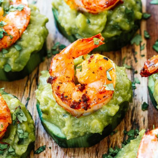 Shrimp guacamole bites