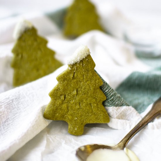 Matcha Shortbread Trees