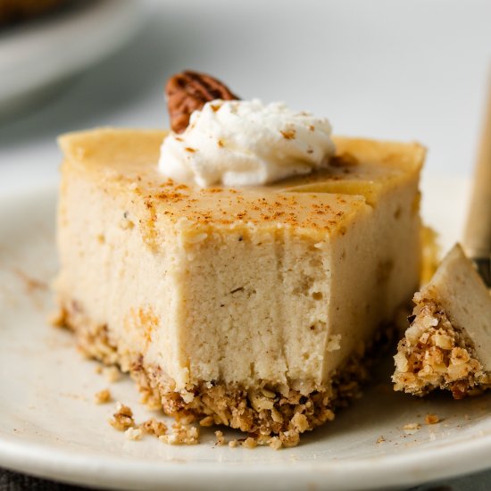 vegan baked eggnog cheesecake