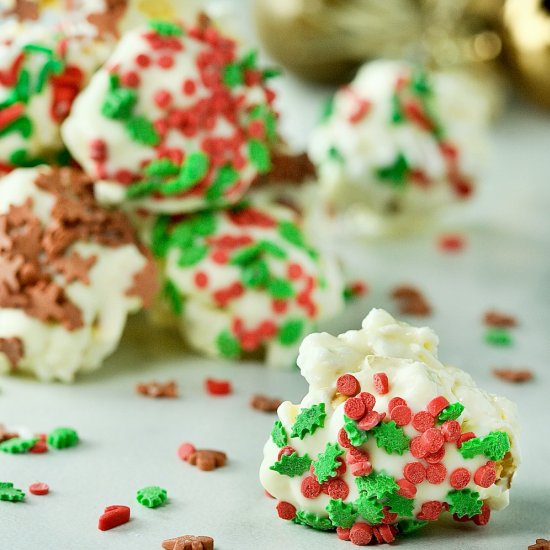 White Chocolate Popcorn Balls