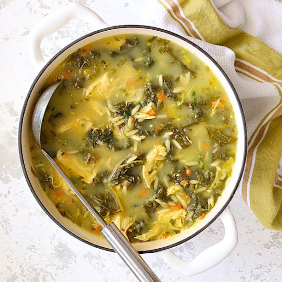 Chicken Soup w/ Kale & Orzo