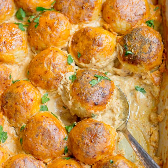 Baked Mustard Chicken Meatballs