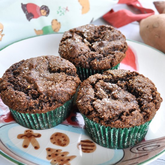 Sweet potato gingerbread muffins