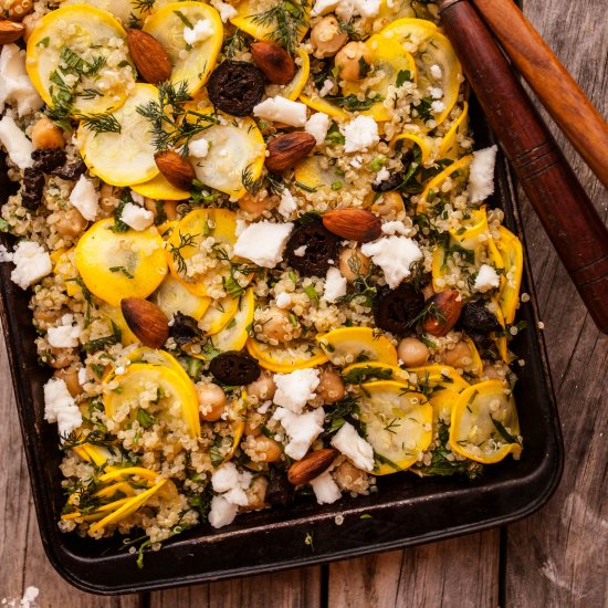 Zucchini salad with feta and dill