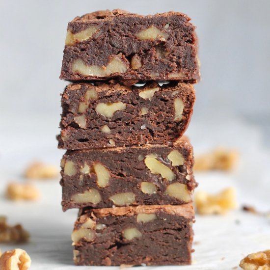 Fudgy Avocado Walnut Brownies