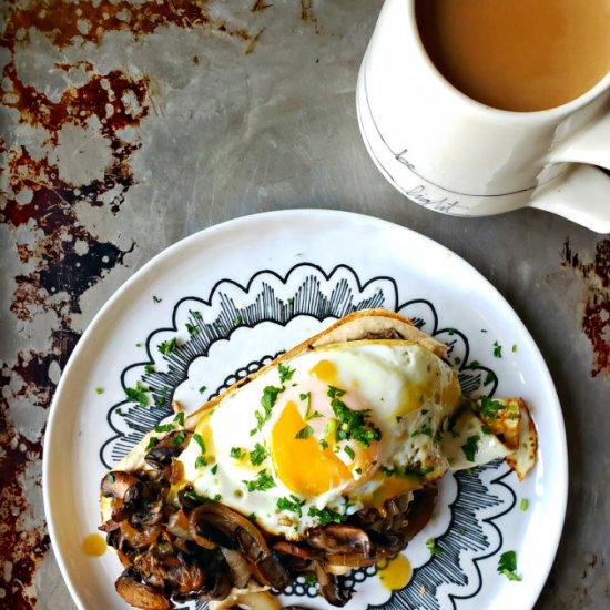 Baby Bella Toast With A Fried Egg.