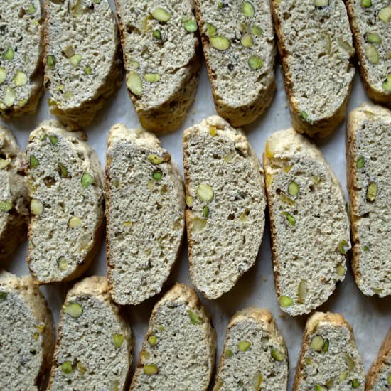 lemon rosemary pistachio biscotti