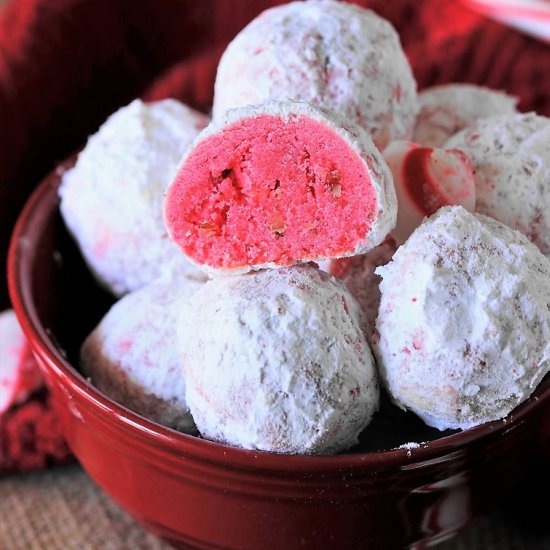 Peppermint Snowball Cookies