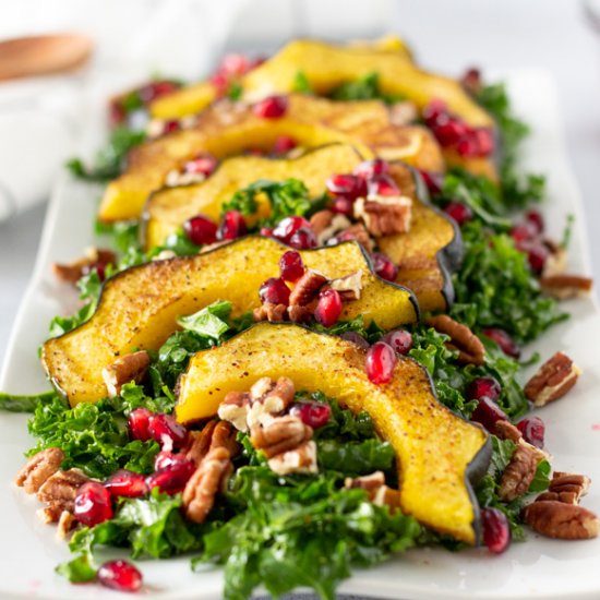 Roasted Acorn Squash Kale Salad