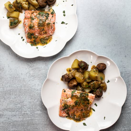 Sheet Pan Salmon with Potatoes