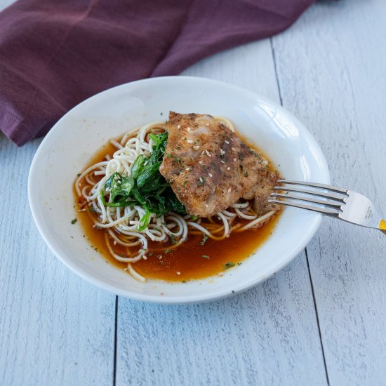 Grilled Black Cod with Soy Broth