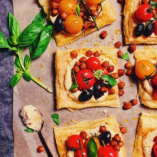 Hummus & Puff Pastry Tartlets