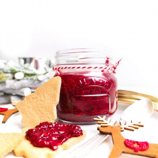 Christmas raspberry chia seeds jam