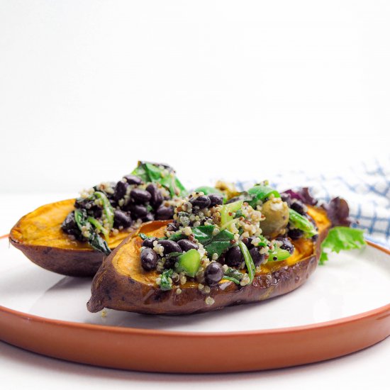 Roasted sweet potatoes with quinoa