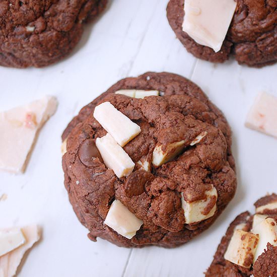 Triple chocolate peppermint cookies