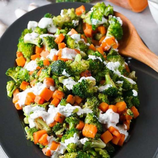 Sautéed broccoli and sweet potatoes