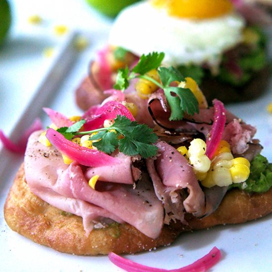 Loaded Open Faced Avocado Fry Bread