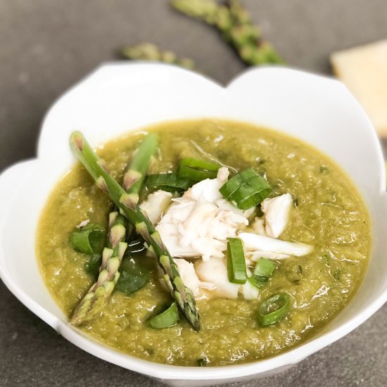 Lemony Asparagus Soup with Crabmeat