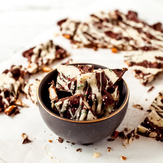 Gluten Free Holiday Pretzel Bark