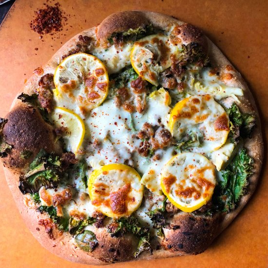 Kale, Artichoke, & Lemon Pizza